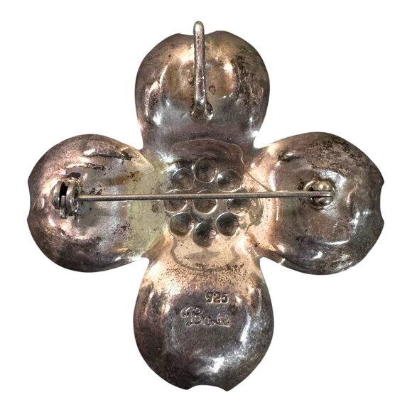 Vintage Sterling Silver 925 Dogwood Flower Magnolia Signed Statement Brooch Pin - Picture 2 of 6